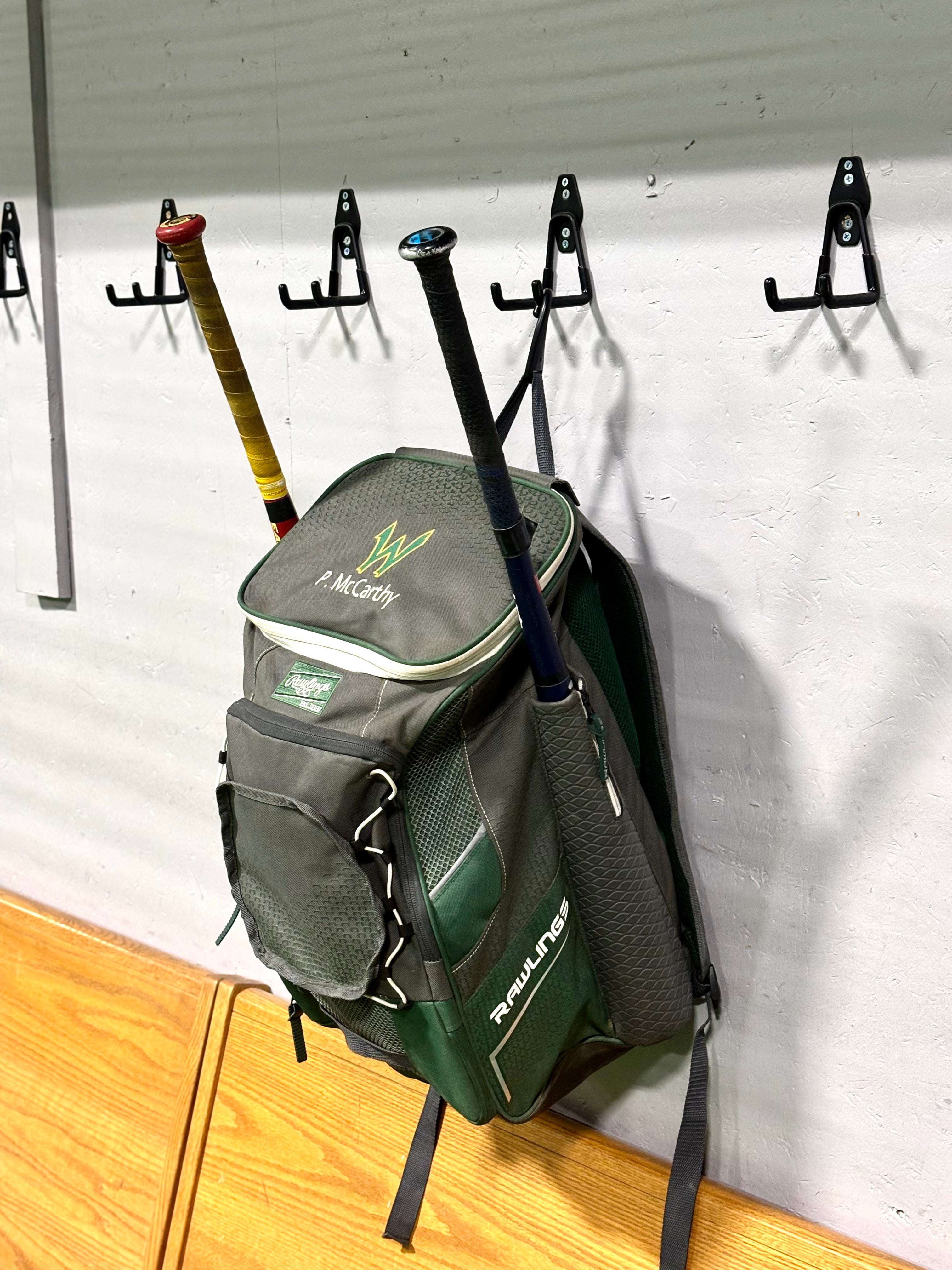 Warriors Bat Bag--Rawlings Impulse Backpack--Dark Green Bat Bag with Custom Embroidery